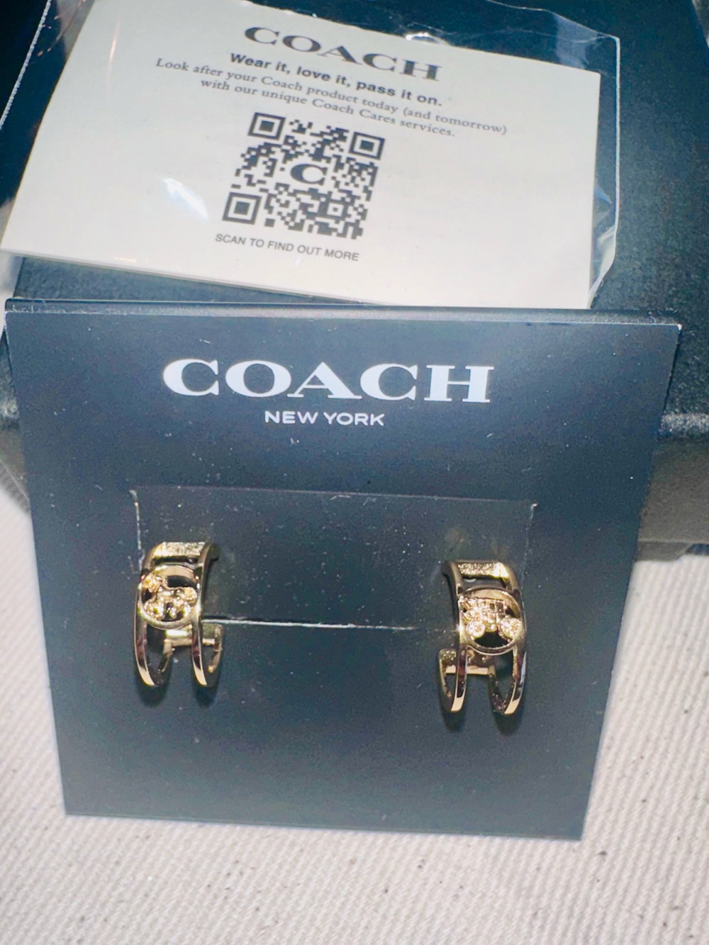 Coach Gold-Tone Horse & Carriage Huggie Earrings | Original Pouch ✨ NWT